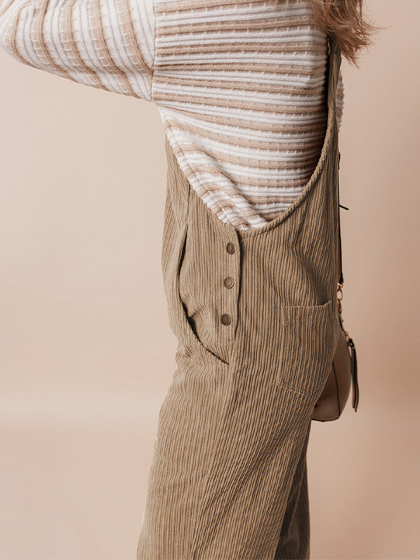 Dames Cozy Corduroy Loose Fit Overalls