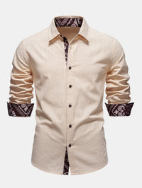 Contrast Paisley Print Linnen Look Overhemd