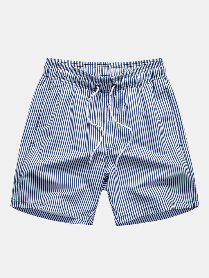 Palmboom Print Doorknoop Shirt & Gestreepte Zwembroek