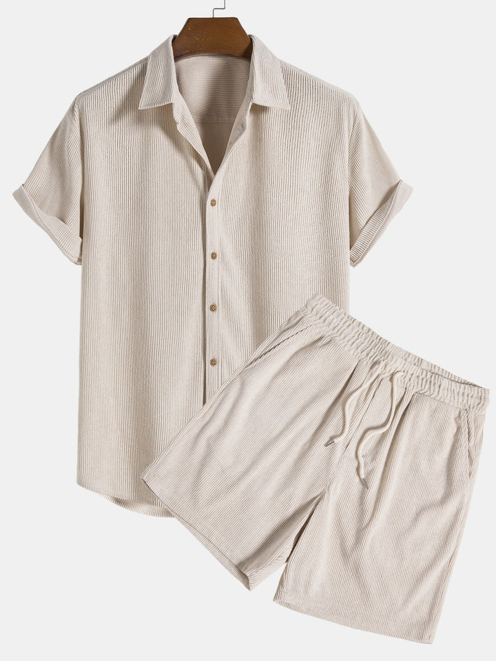 Corduroy overhemd met korte mouwen en shorts