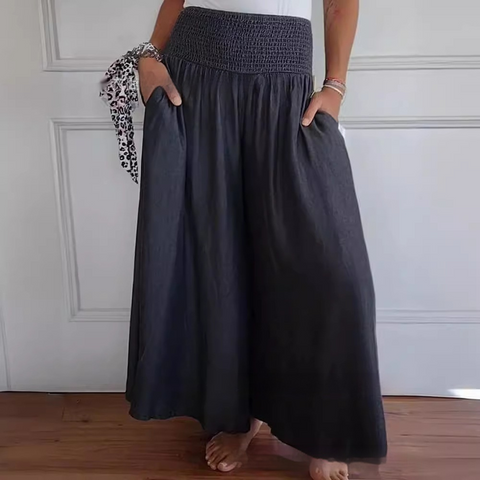 Katoenen broek met wijde pijpen