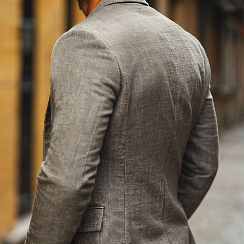 【24 uur verzending】 Heren Casual Katoen Linnen Notch Revers Eengestrekte Slank-fit Blazer 34577242M