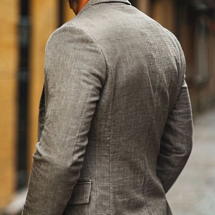【24 uur verzending】 Heren Casual Katoen Linnen Notch Revers Eengestrekte Slank-fit Blazer 34577242M