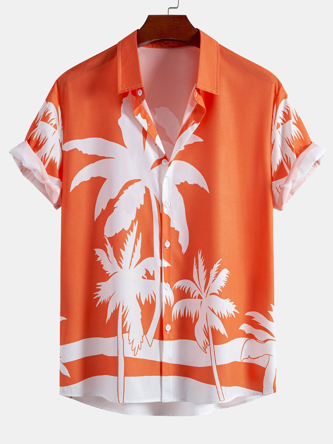 Palmboom Print Doorknoop Shirt & Heren Halflange Zwembroek met Trekkoord