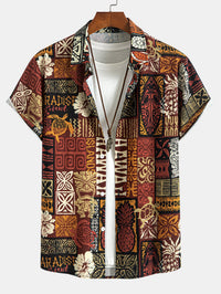 Ananas Etnische Hawaii Print Doorknoop Shirt