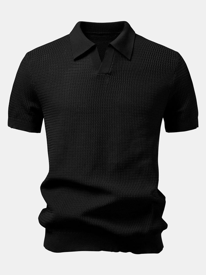 Getextureerde Johnny Kraag Gehaakte Tricot Polo