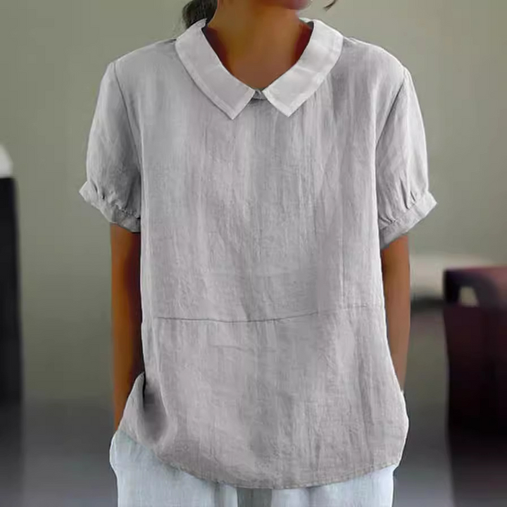 Dames Effen Kleur Casual Katoenen En Linnen 3/4 Mouw Shirt 