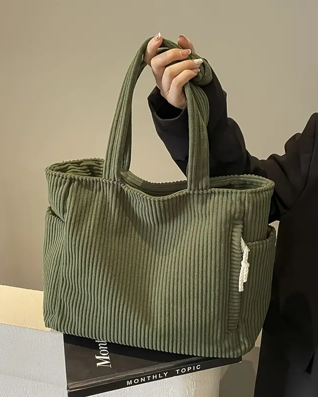 Tilda – Geribbelde Draagtas met Koorddetail