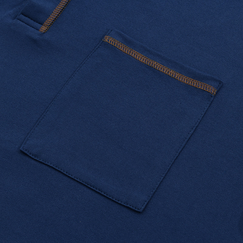 Heren Casual Colorblock Henley Kraag T-shirt met korte mouwen 53275107Y