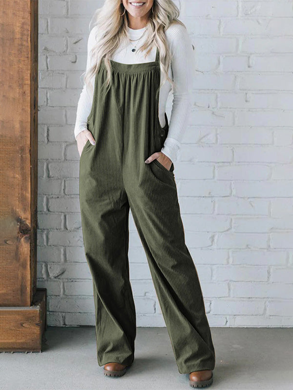 Dames Cozy Corduroy Loose Fit Overalls