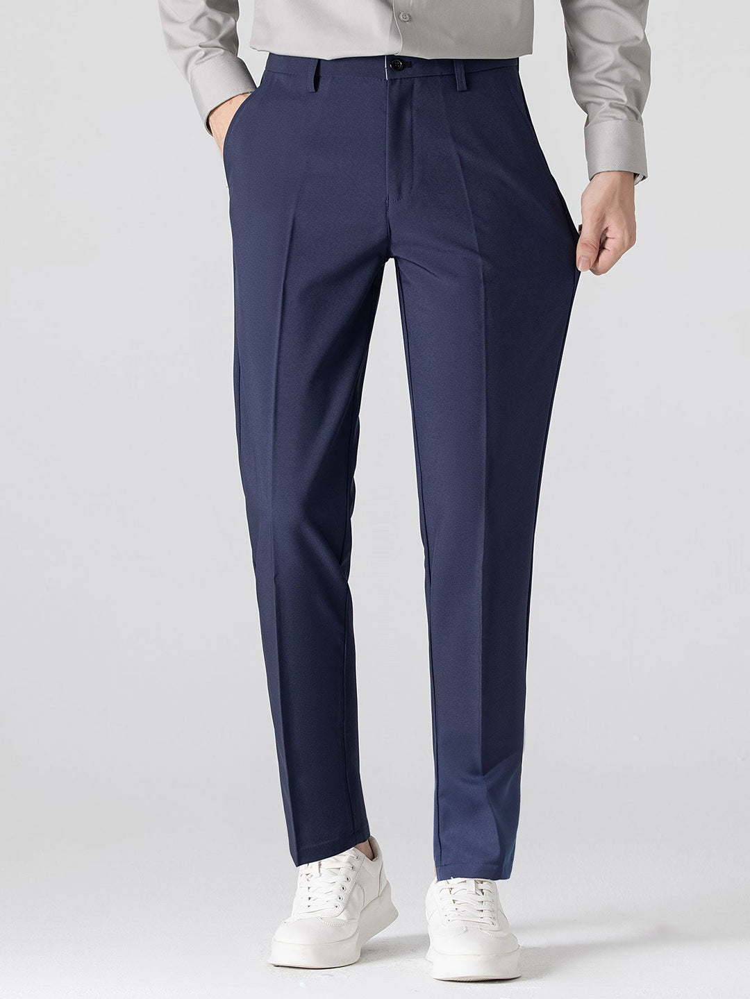 Contrastafwerking Geribbelde Johnny Kraag Tricot Polo & Slim Fit Getaperde Broek