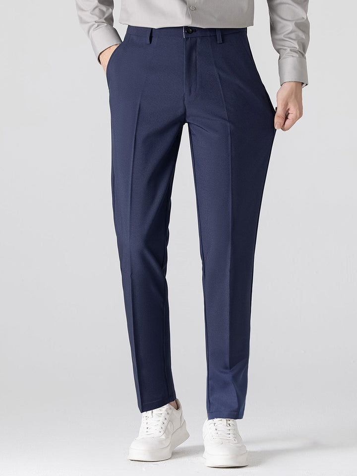 Contrastafwerking Geribbelde Johnny Kraag Tricot Polo & Slim Fit Getaperde Broek