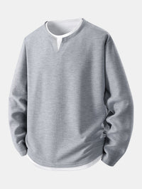 Relax Fit wafel T-shirt met lange mouwen 2-in-1