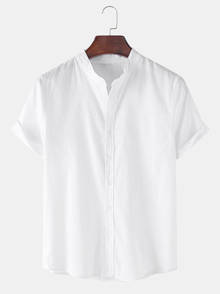 Linnen Look Korte Mouwen Basis Shirts & Rechte Linnen Broeken