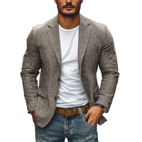 【24 uur verzending】 Heren Casual Katoen Linnen Notch Revers Eengestrekte Slank-fit Blazer 34577242M