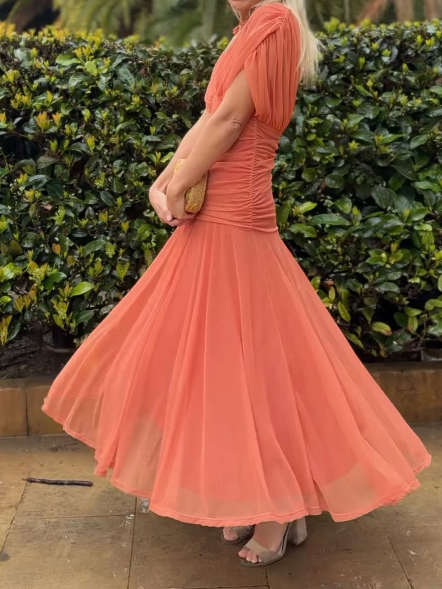 🔥Tijdelijke aanbieding: elegante mesh-jurk met knoopsluiting voor dames