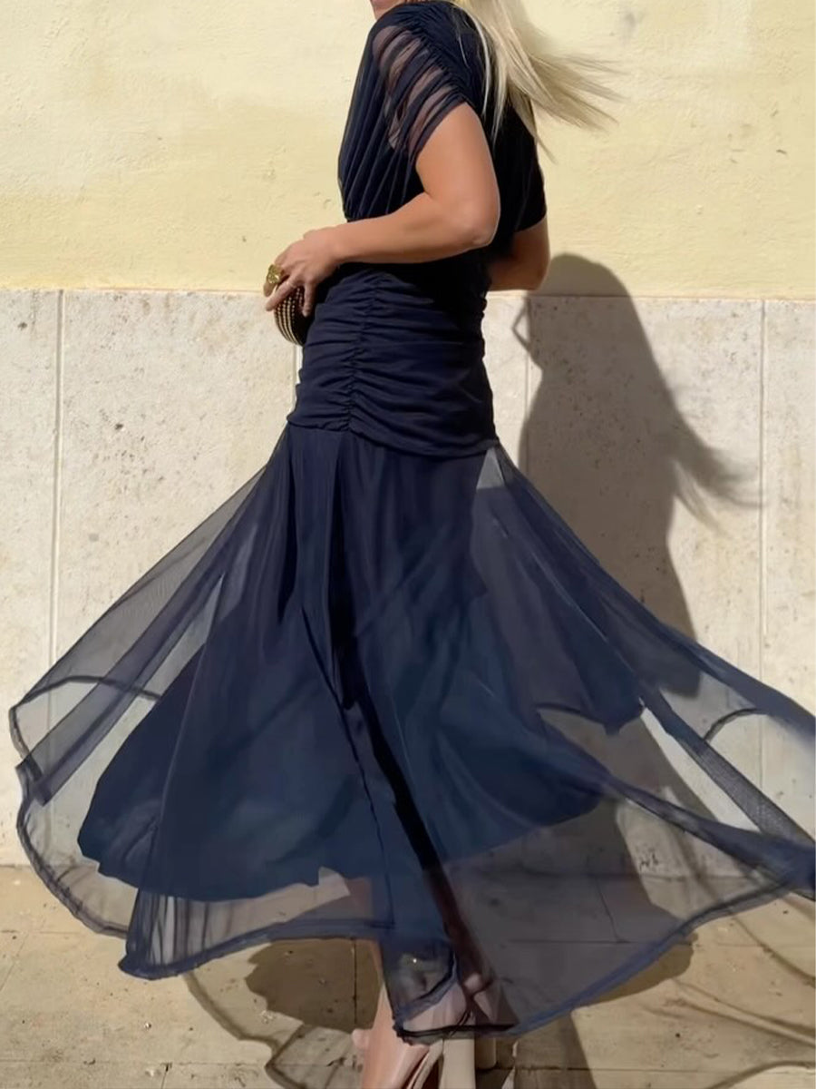 🔥Tijdelijke aanbieding: elegante mesh-jurk met knoopsluiting voor dames
