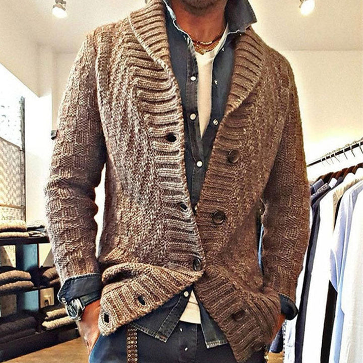 HEREN VINTAGE LAPEL BREI CARDIGAN JAS 05701756X