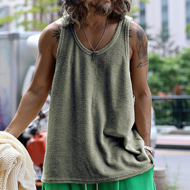 Heren Casual Ronde Hals Effen Kleur Tanktop 15988785X
