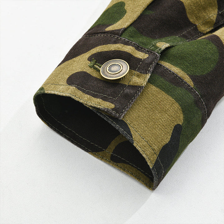 Heren Camouflage Canvas Retro Draag Kraagjack 18911497X