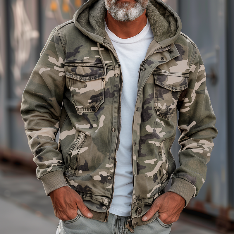 Heren Camouflage Hoodie Multi-pocket Zip Cargo Jacket 69249000Z
