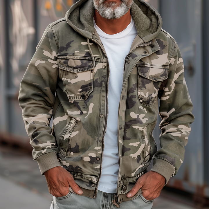 Heren Camouflage Hoodie Multi-pocket Zip Cargo Jacket 69249000Z