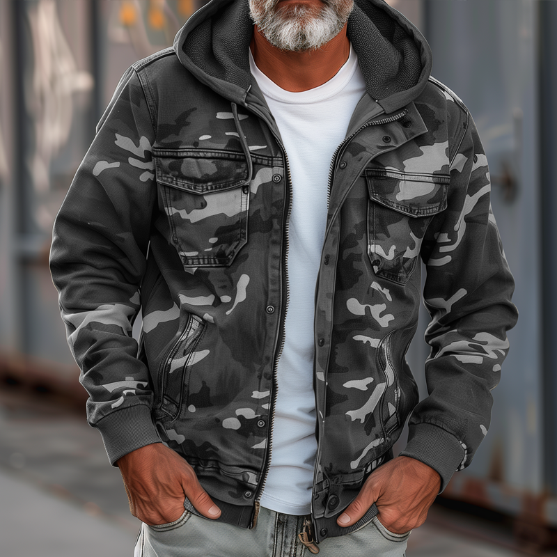 Heren Camouflage Hoodie Multi-pocket Zip Cargo Jacket 69249000Z