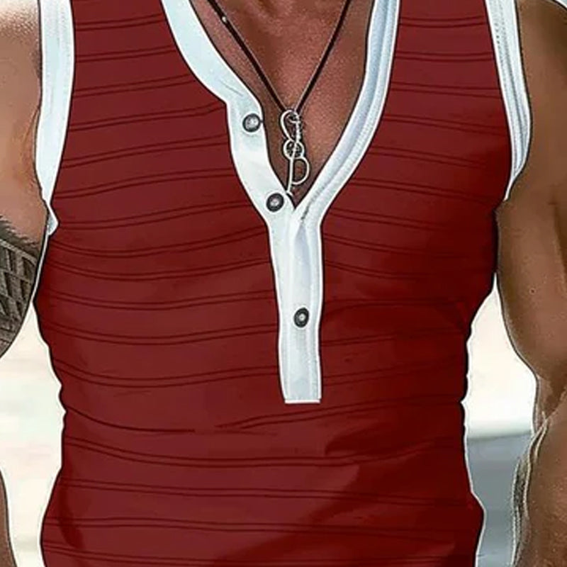 Heren Casual Gestreepte Henley Kraag Slim Fit Tanktop 46639172M