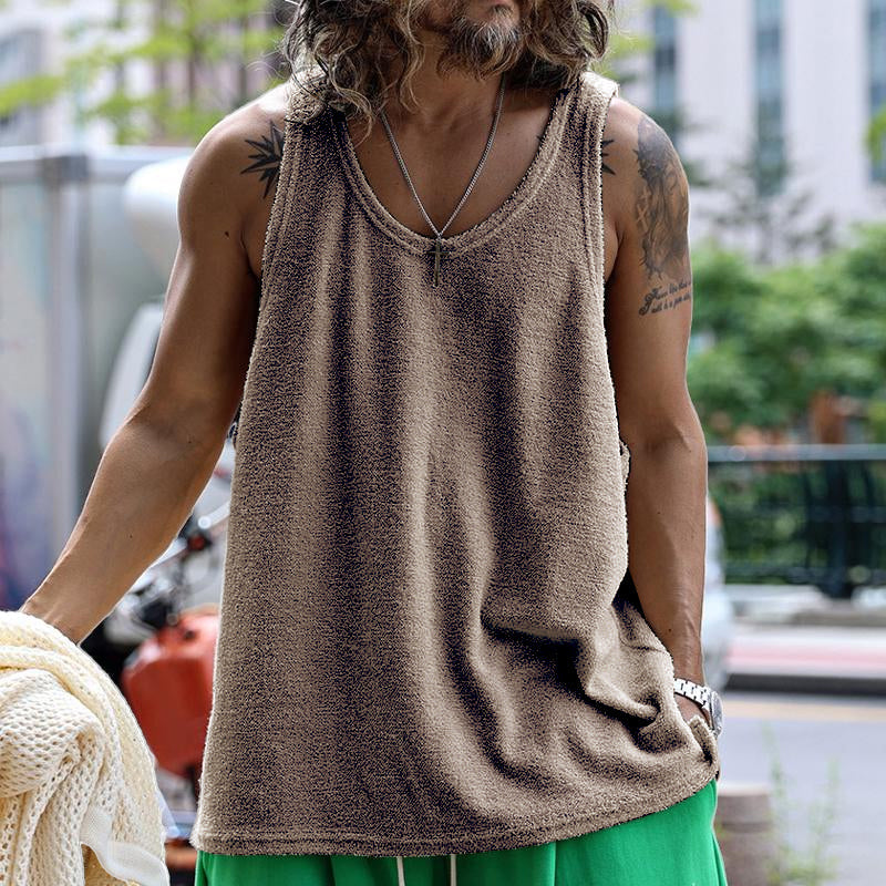 Heren Casual Ronde Hals Effen Kleur Tanktop 15988785X