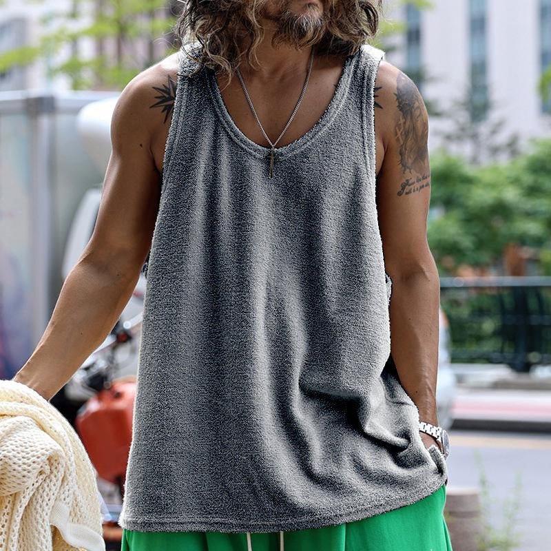 Heren Casual Ronde Hals Effen Kleur Tanktop 15988785X
