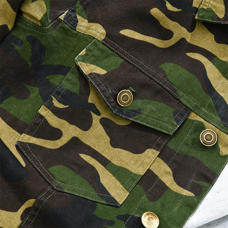 Heren Camouflage Canvas Retro Draag Kraagjack 18911497X