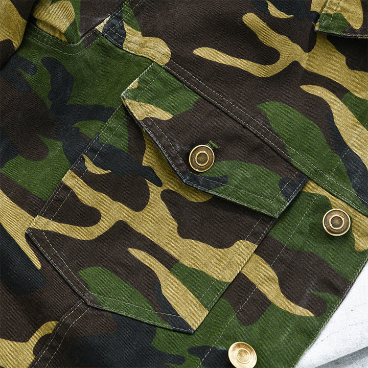 Heren Camouflage Canvas Retro Draag Kraagjack 18911497X