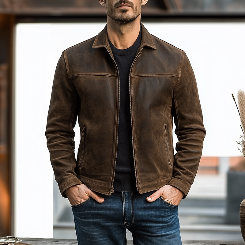 【24-uurs verzending】Heren Klassieke Mode Rits Leren Jas 98679789U