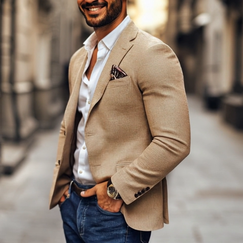 Herenmode Notch Revers Twee Knoppen Casual Blazer 47644865Z