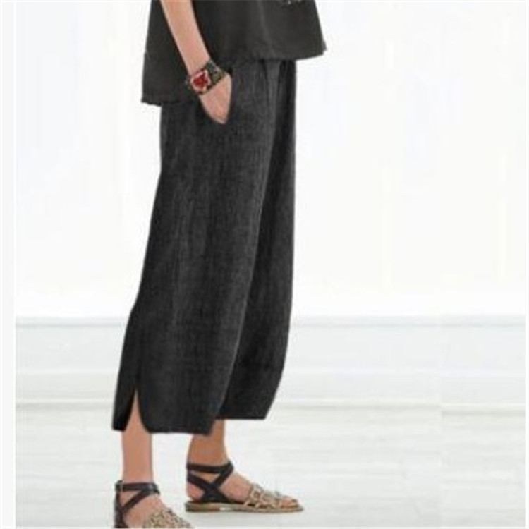 Dames Effen Kleur Losse Elegante Casual Simpele Katoen En Linnen Negende Broek 