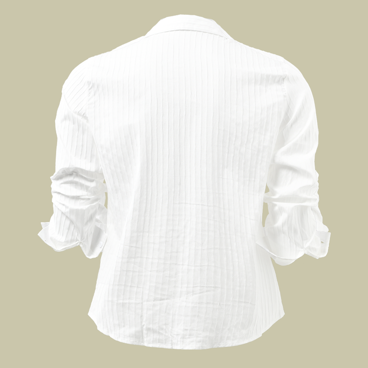 Heren Effen Kleur Gestreepte Revers Shirt met lange mouwen 94598700Z