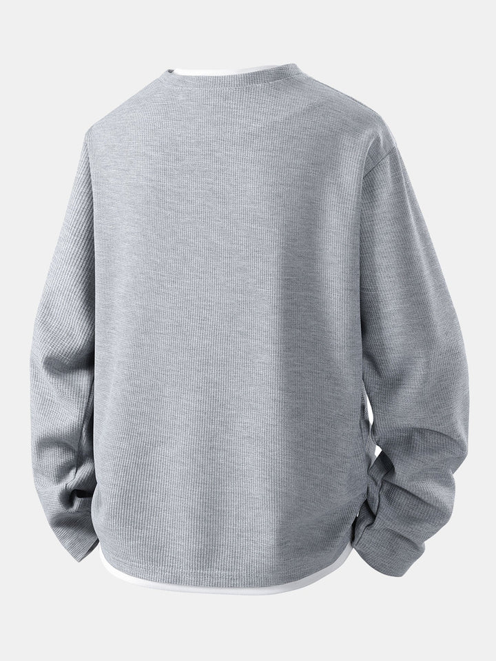Relax Fit wafel T-shirt met lange mouwen 2-in-1