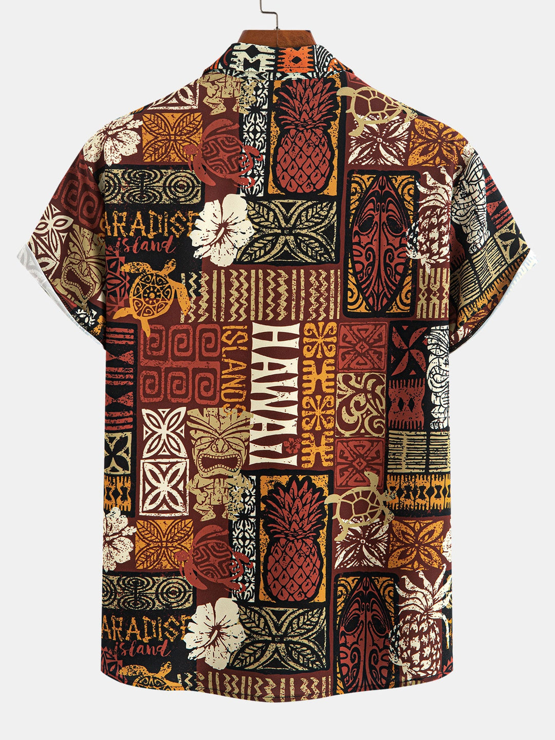 Ananas Etnische Hawaii Print Doorknoop Shirt