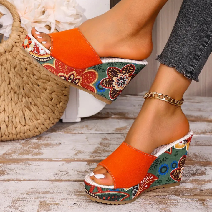 Boheme Fluwelen Wedge Sandalen