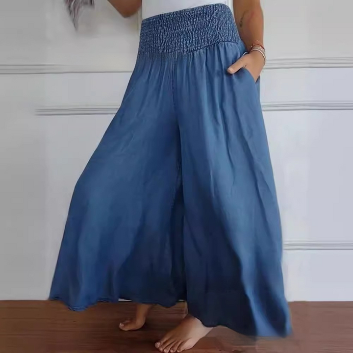 Katoenen broek met wijde pijpen
