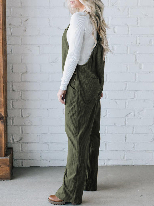 Dames Cozy Corduroy Loose Fit Overalls