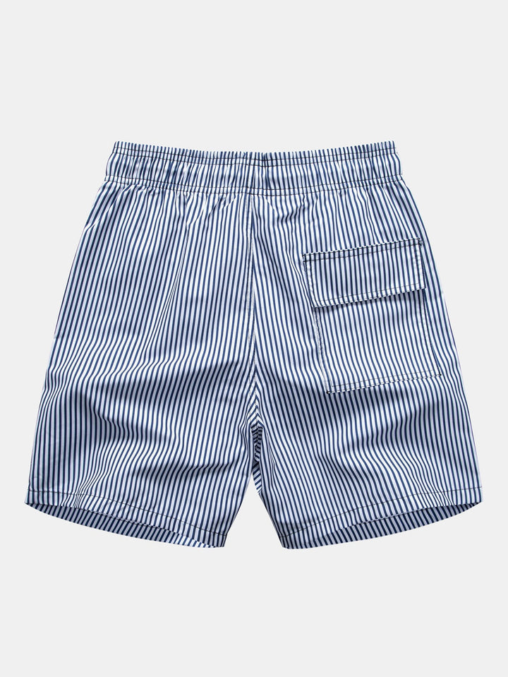 Palmboom Print Doorknoop Shirt & Gestreepte Zwembroek