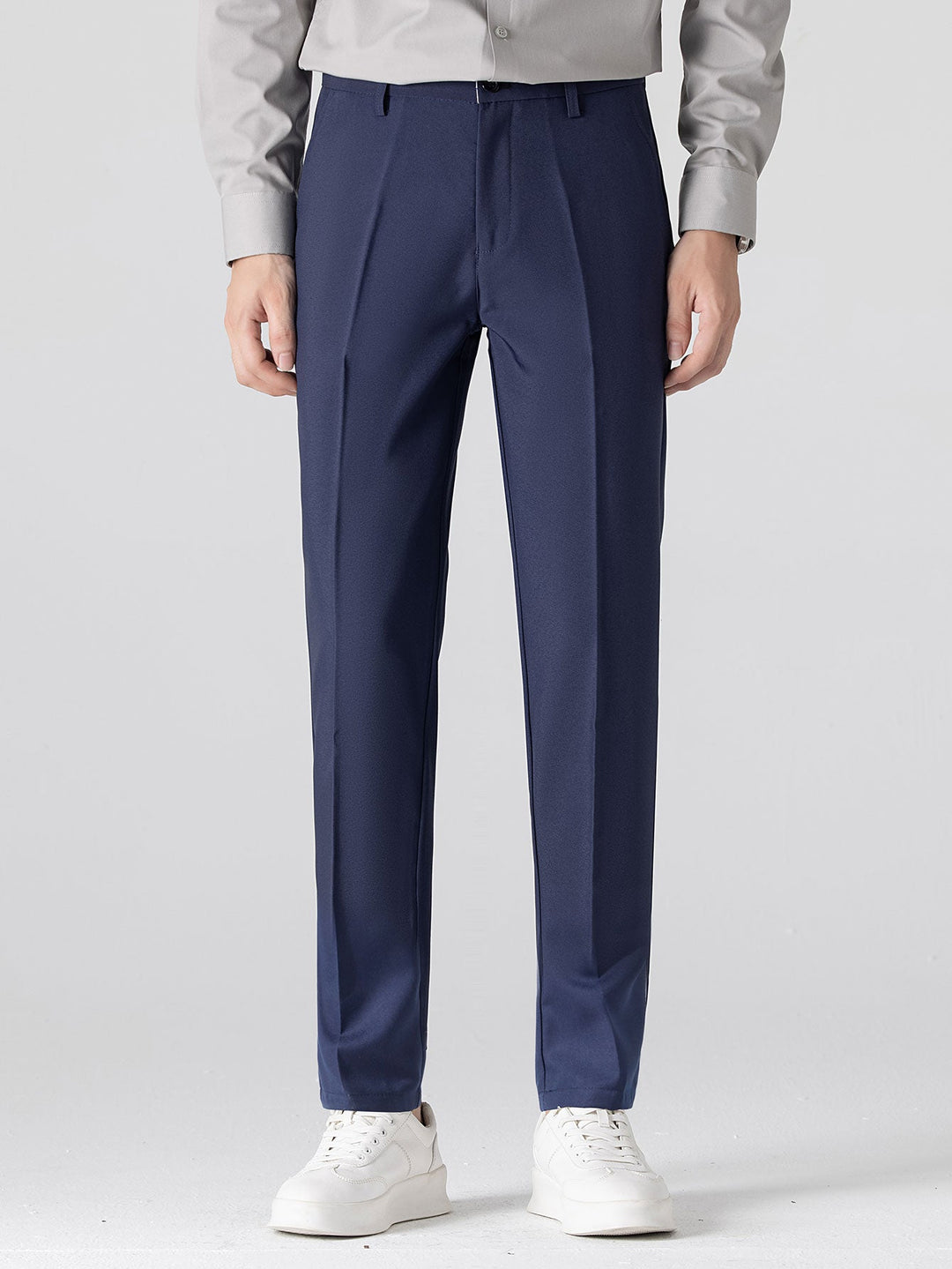 Contrastafwerking Geribbelde Johnny Kraag Tricot Polo & Slim Fit Getaperde Broek