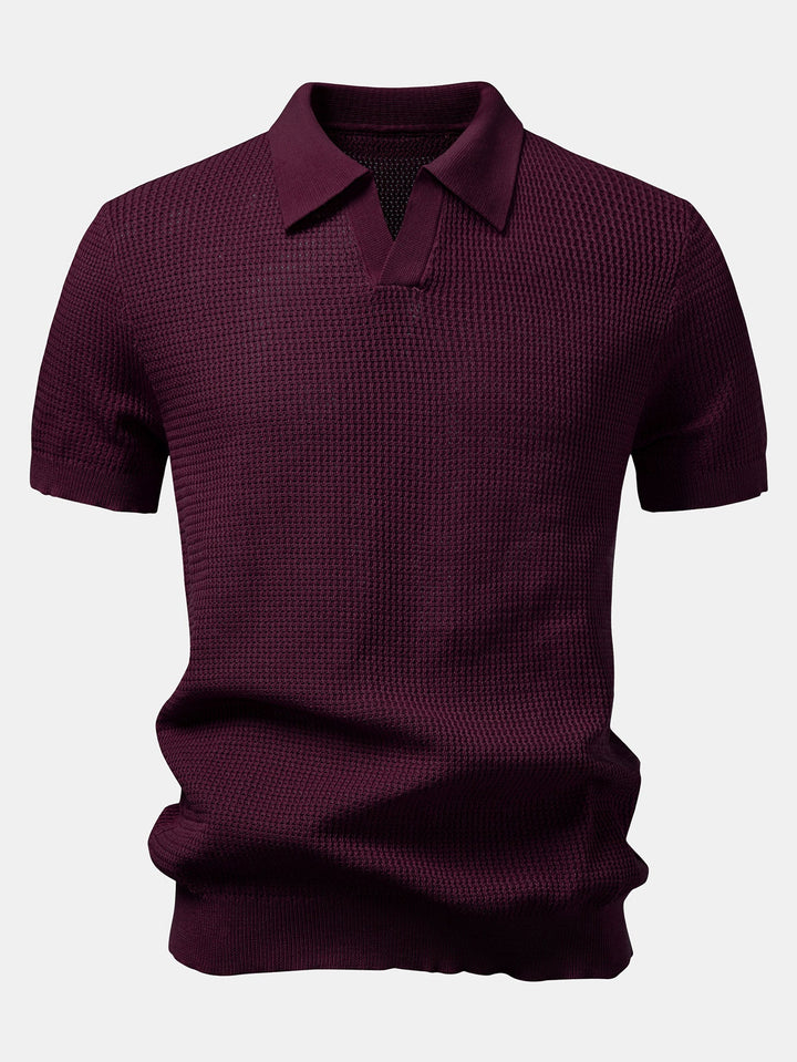Getextureerde Johnny Kraag Gehaakte Tricot Polo