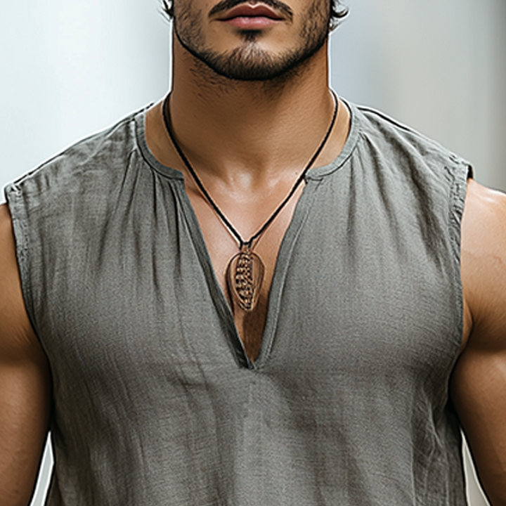 Heren Nieuwe Zomer Mode Casual Stoere Stijl V-hals Katoen en Linnen Tanktop MTA2770E7K