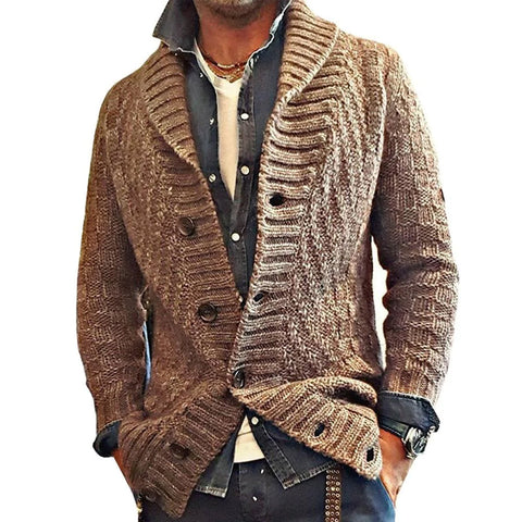 HEREN VINTAGE LAPEL BREI CARDIGAN JAS 05701756X