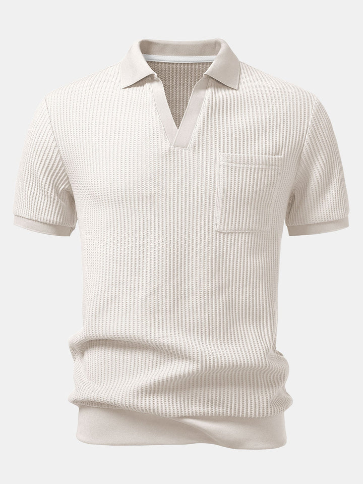 Wafel Johnny Kraag Polo Met Zak & Trekoord Gebreide Wafel Shorts