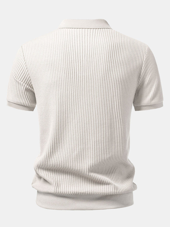 Wafel Johnny Kraag Polo Met Zak & Trekoord Gebreide Wafel Shorts