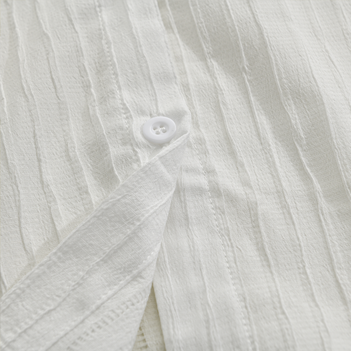 Heren Effen Kleur Gestreepte Revers Shirt met lange mouwen 94598700Z