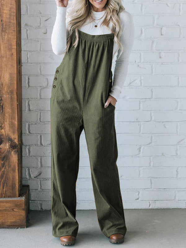 Dames Cozy Corduroy Loose Fit Overalls